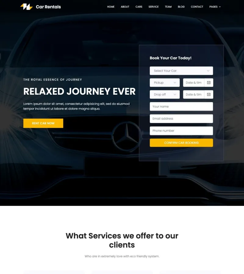 car-rental website template desktop screenshot