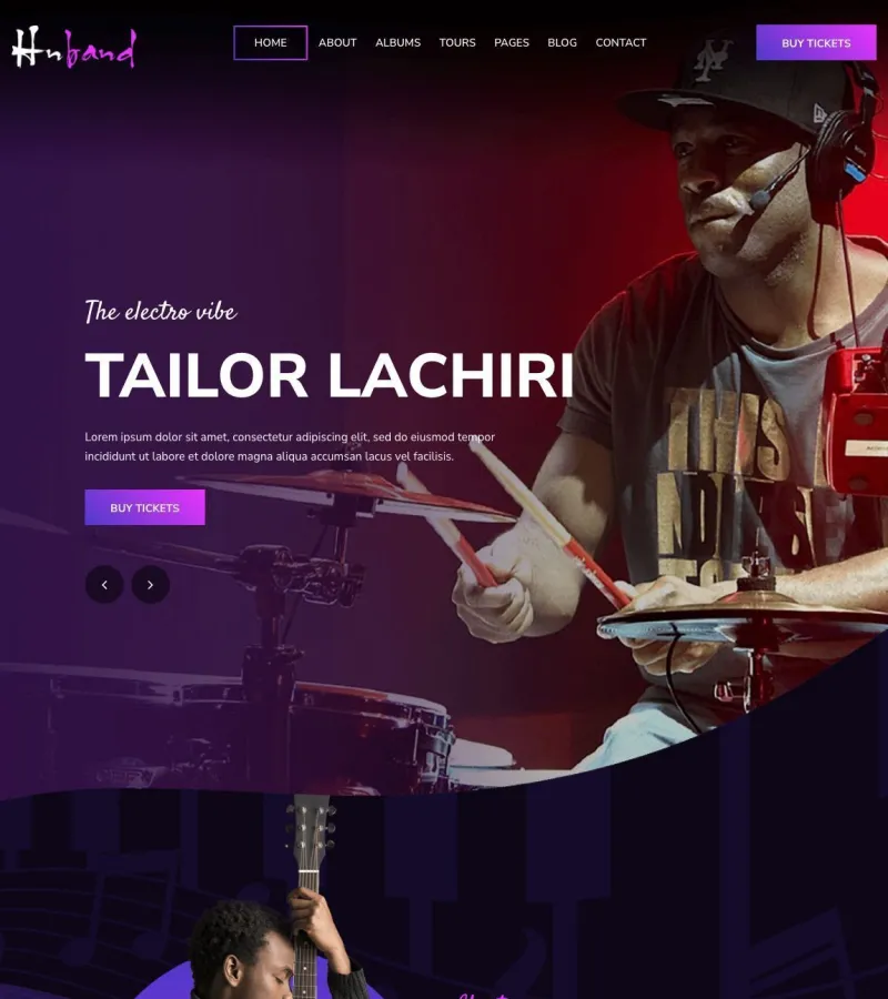 hnband website template desktop screenshot