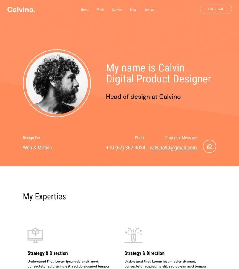 calvin website template desktop screenshot