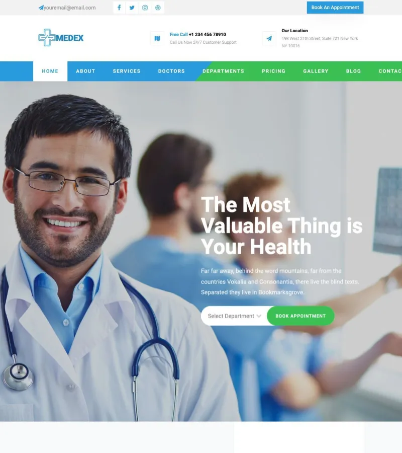 medex website template desktop screenshot