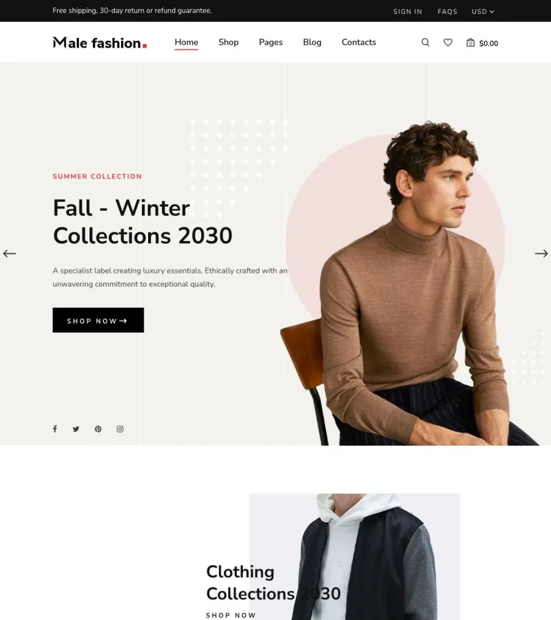 malefashion website template desktop screenshot