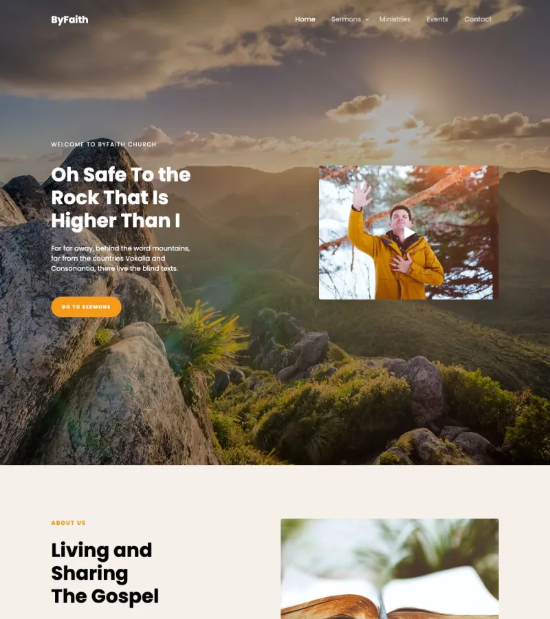 byfaith website template desktop screenshot