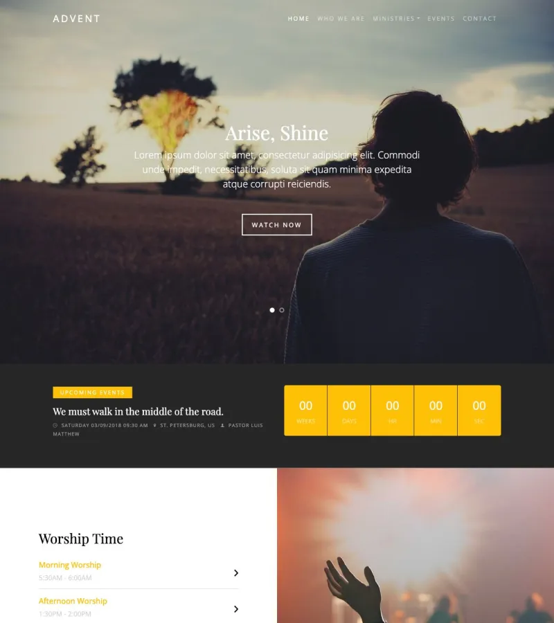 advent website template desktop screenshot