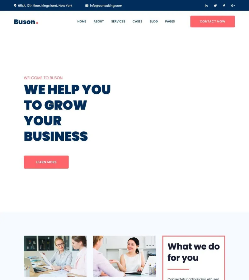 Buson website template desktop screenshot