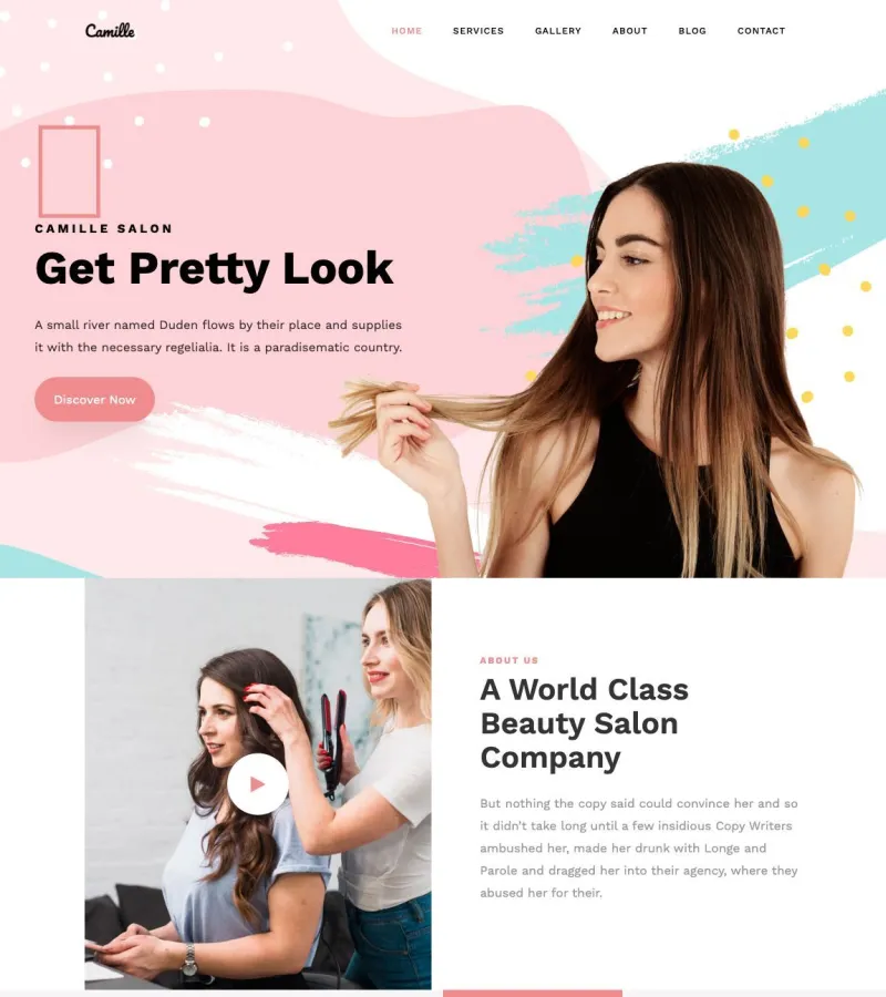 camille website template screenshot