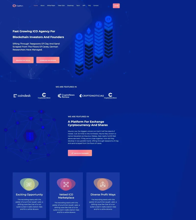 cryptian website template desktop screenshot