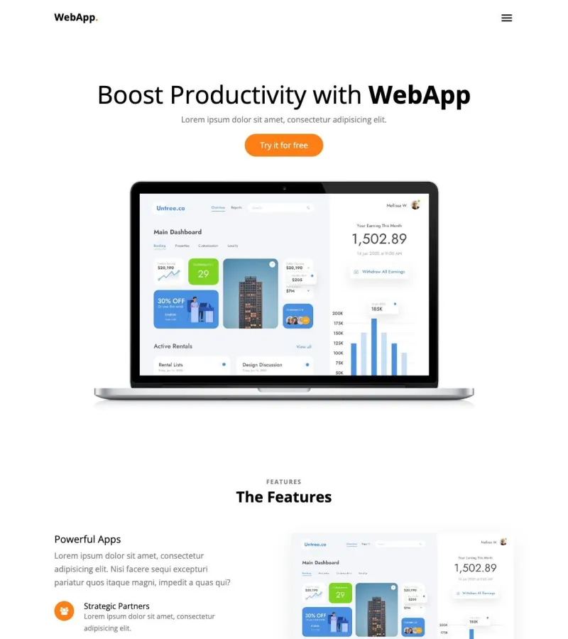 WebApp Landing Page template