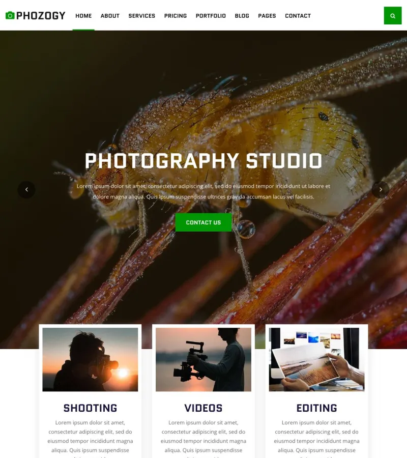 Phozogy Photographer template