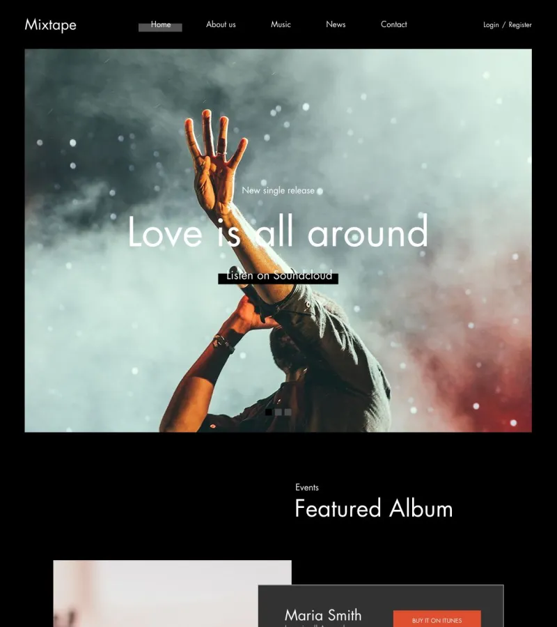 mixtape website template desktop screenshot