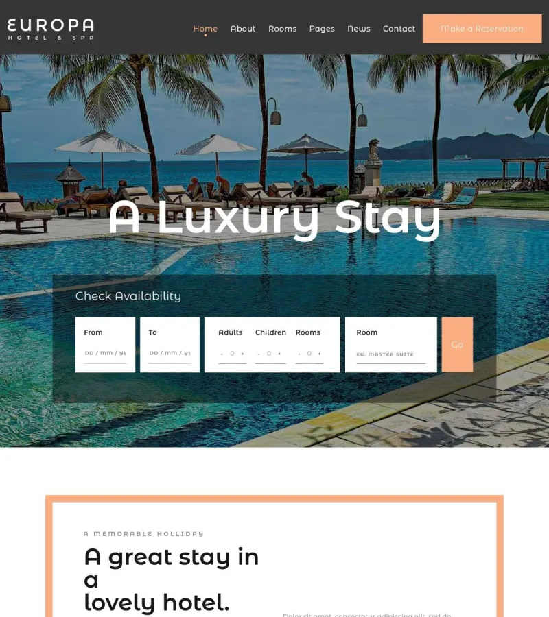 Europa website template desktop screenshot