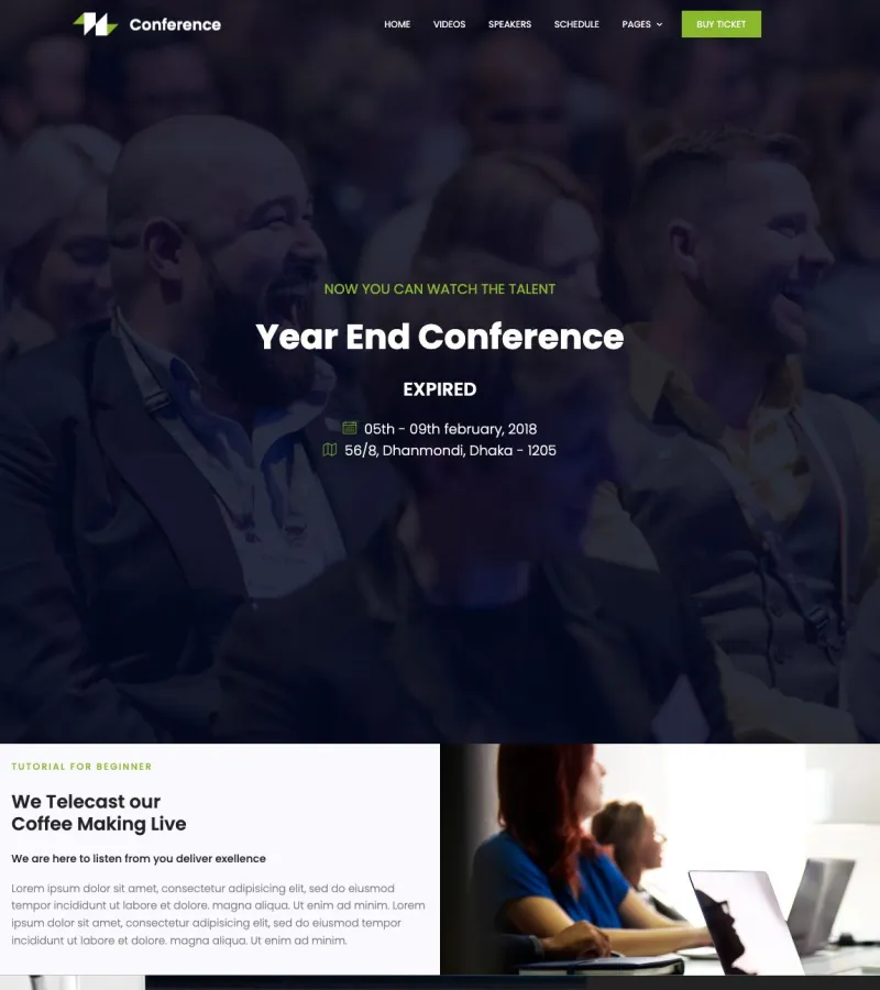 conference website template desktop screenshot