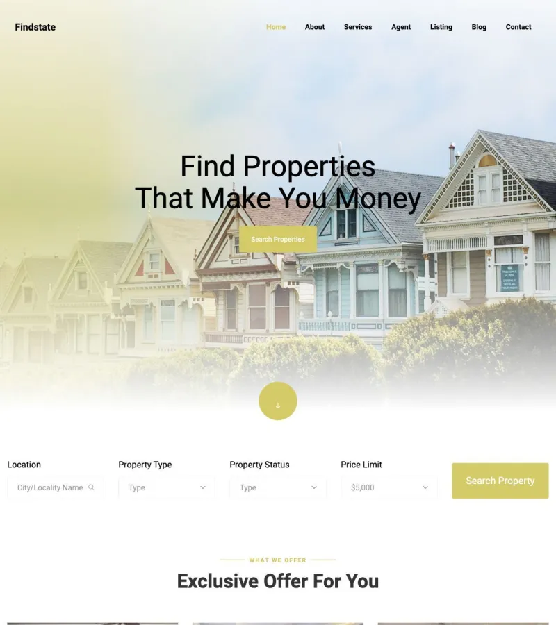 Findstate website template desktop screenshot