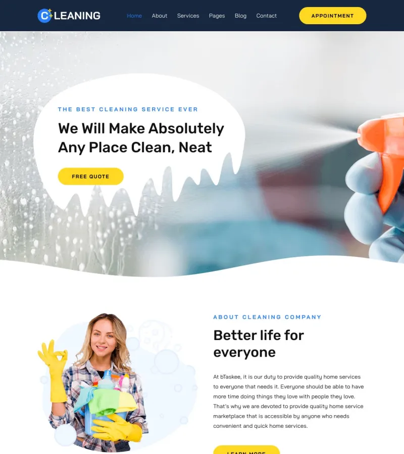 cleaning website template desktop screenshot