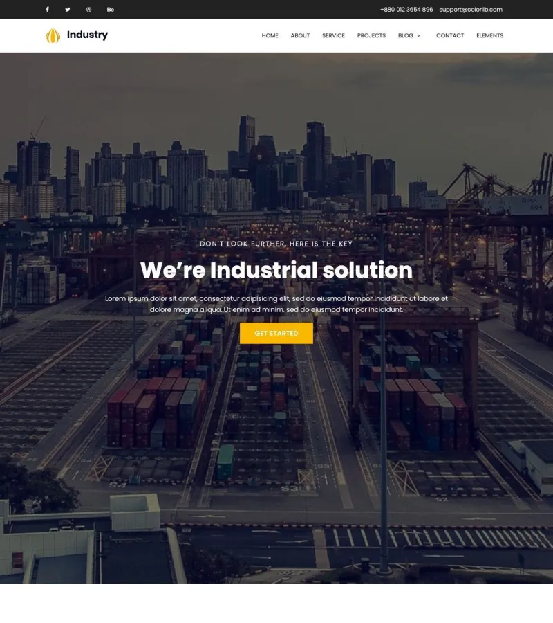 Industry website template desktop screenshot