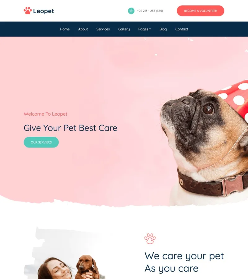 leopet website template desktop screenshot