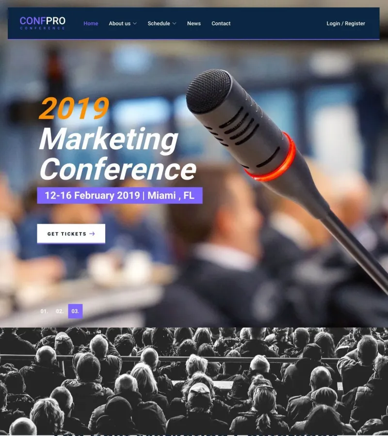 confpro website template desktop screenshot