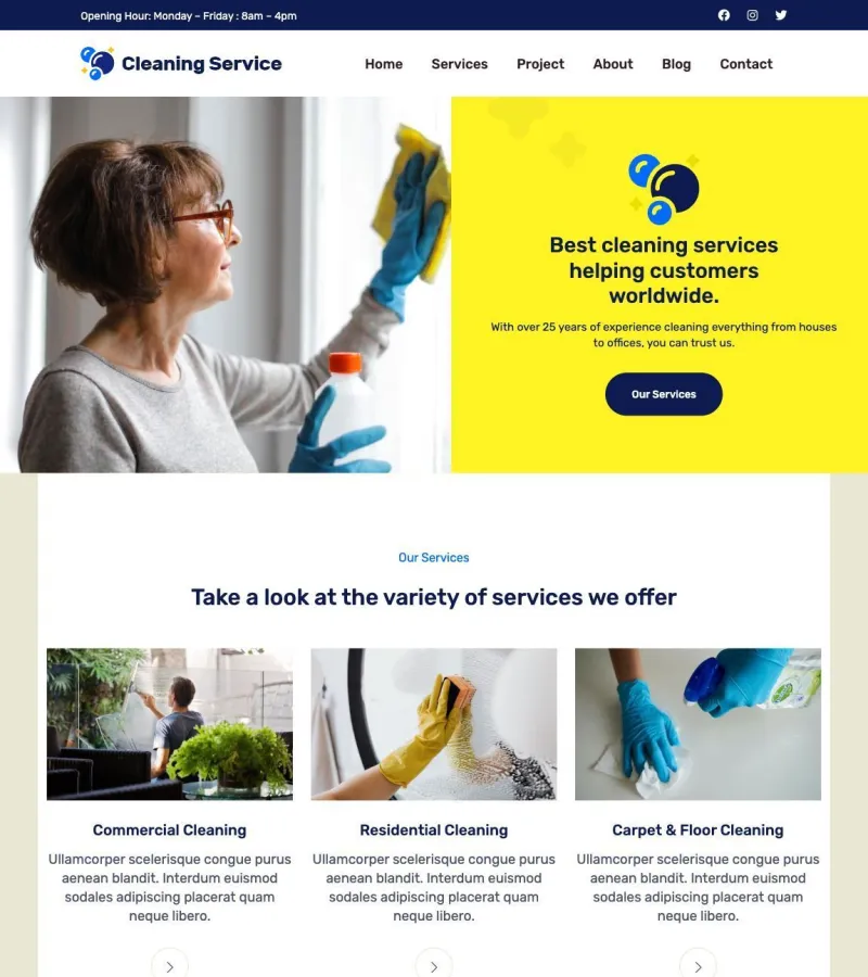 cleaningservice website template desktop screenshot