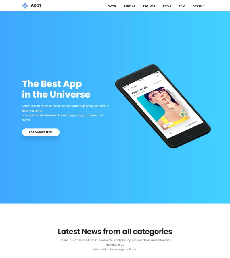 Apps Landing Page template