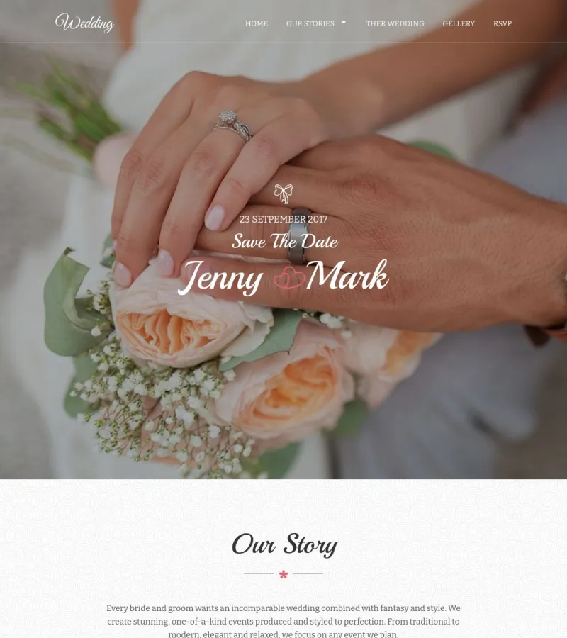 wedding2 website template desktop screenshot