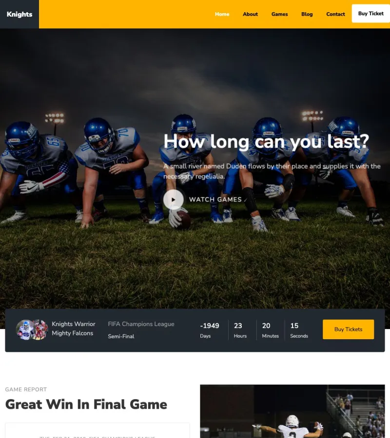 Knights Web Developer template