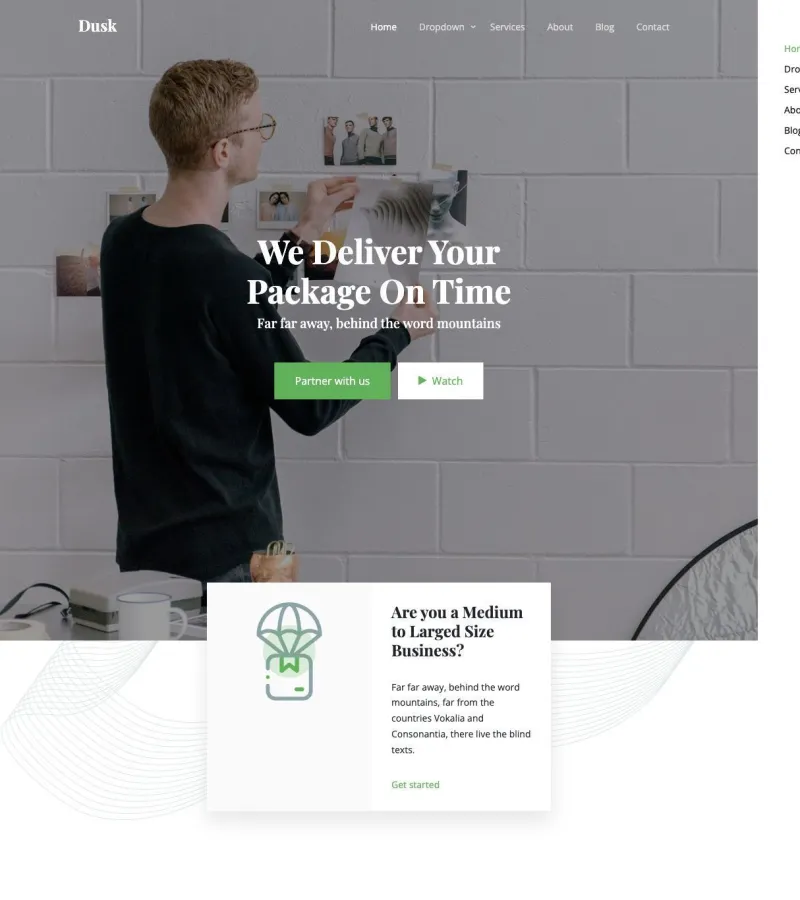 Dusk website template desktop screenshot
