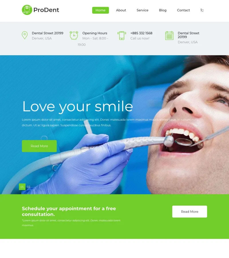 prodent website template desktop screenshot
