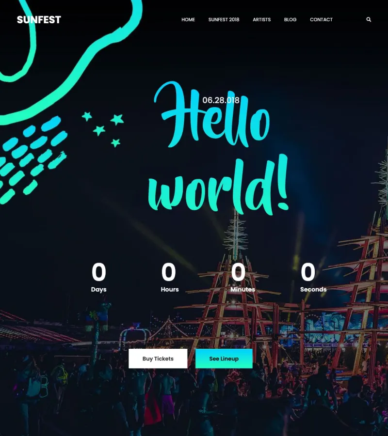 sunfest website template desktop screenshot