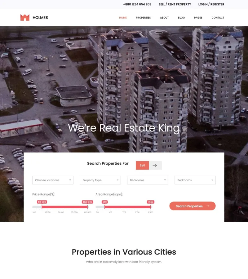 holmes website template desktop screenshot