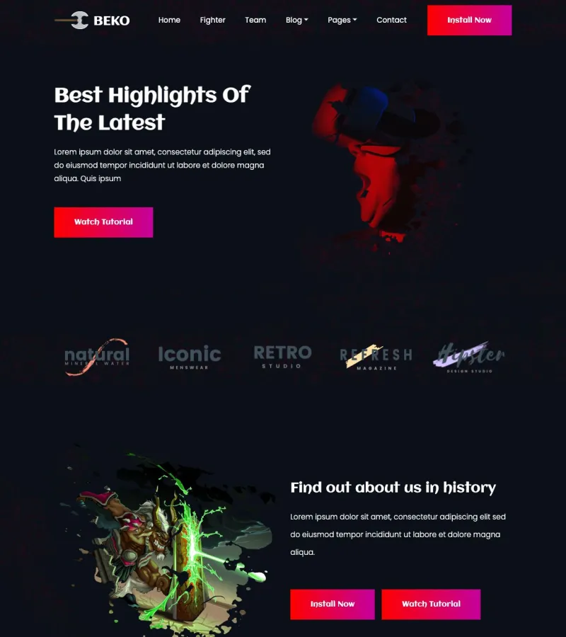 beko website template desktop screenshot