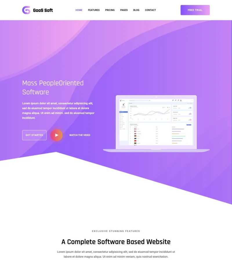 gaas website template desktop screenshot