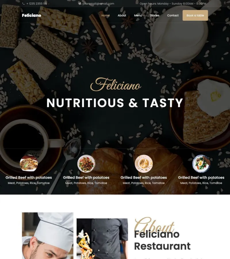 Feliciano website template desktop screenshot