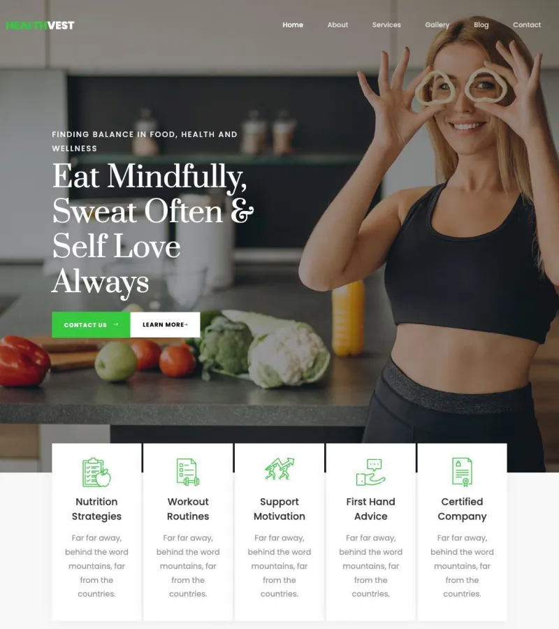 healthvest website template desktop screenshot