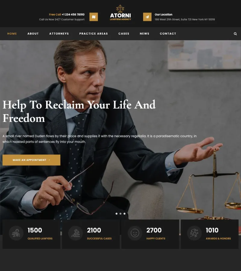 atorni website template desktop screenshot