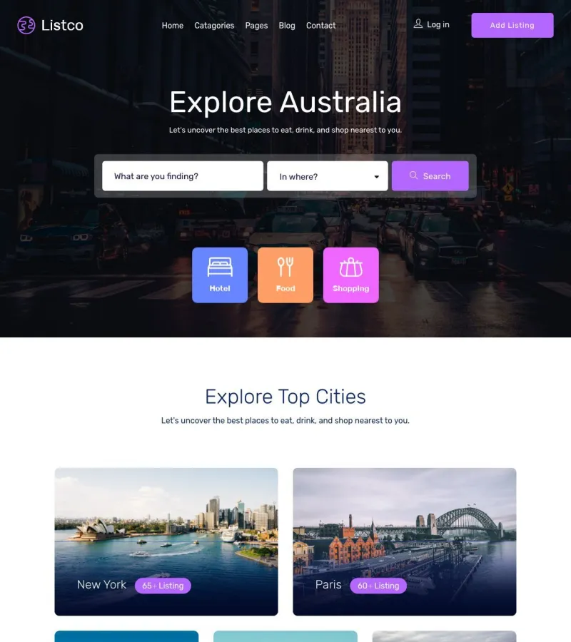 Listco Landing Page template