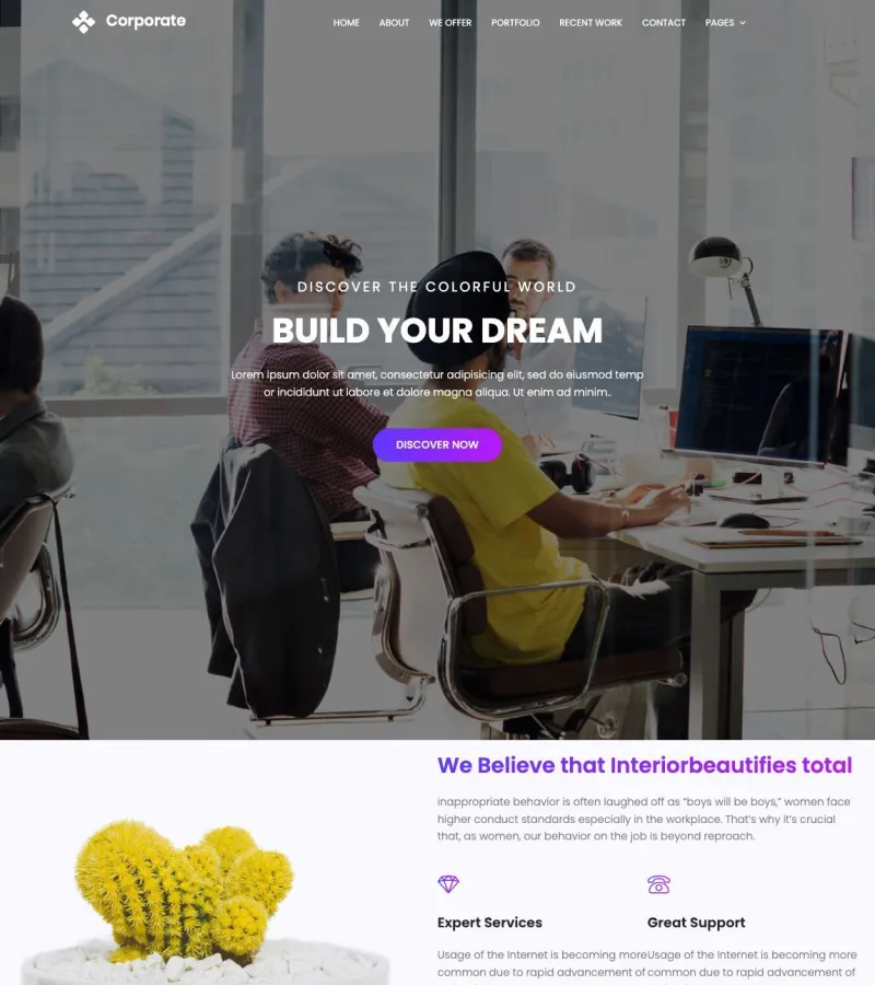 Corporate website template desktop screenshot
