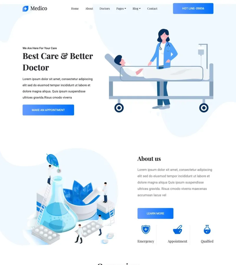 Medico website template desktop screenshot