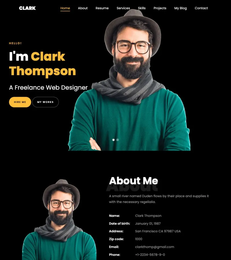 clark website template desktop screenshot