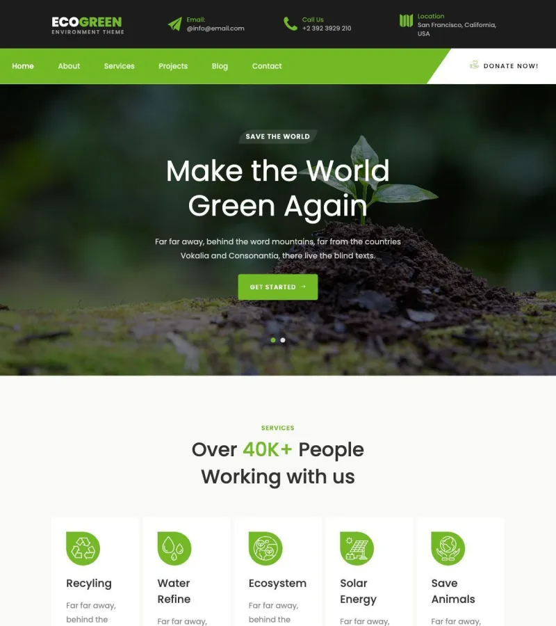 Ecogreen website template desktop screenshot