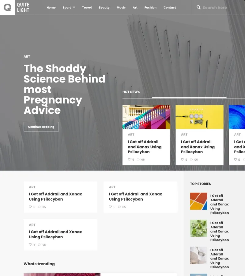 quitelight website template desktop screenshot