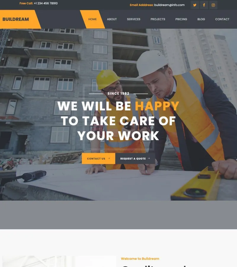 Buildream Construction Company template