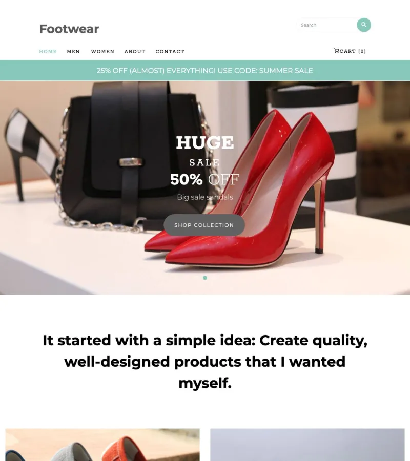 footwear website template desktop screenshot