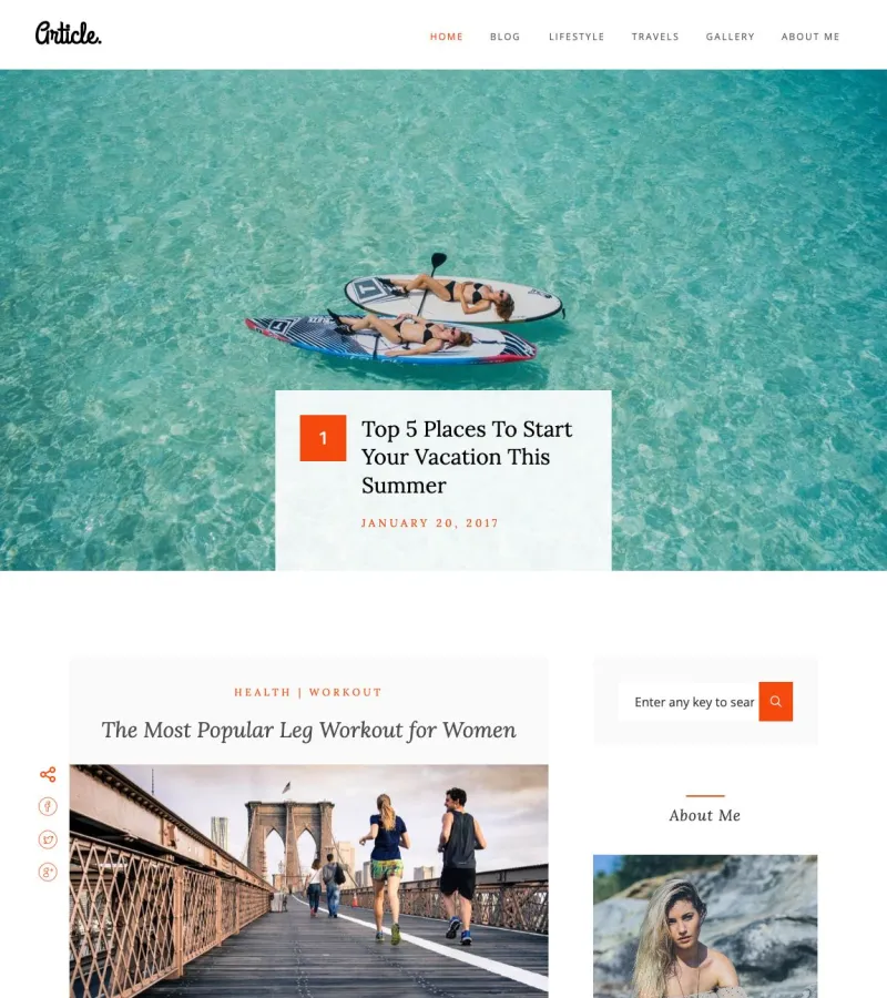 article website template desktop screenshot