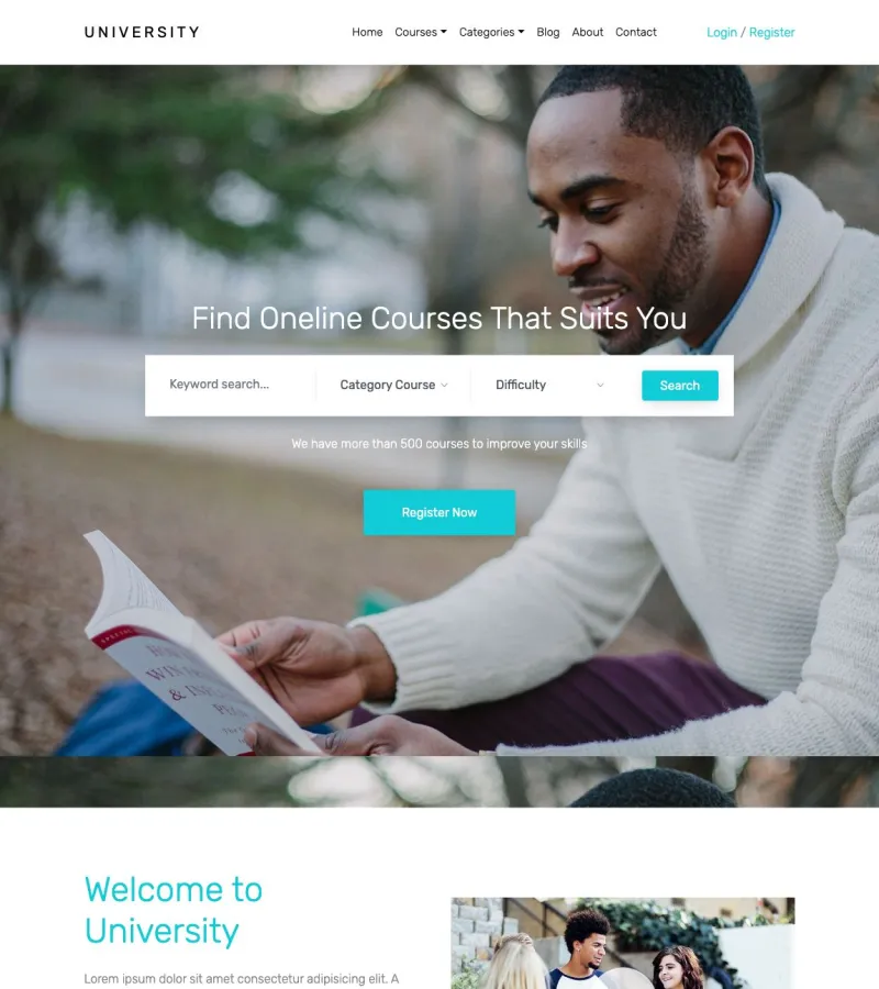 university website template desktop screenshot