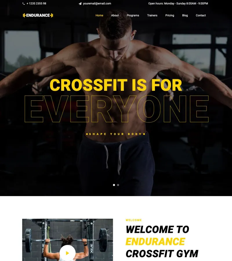 Endurance Fitness Trainer template