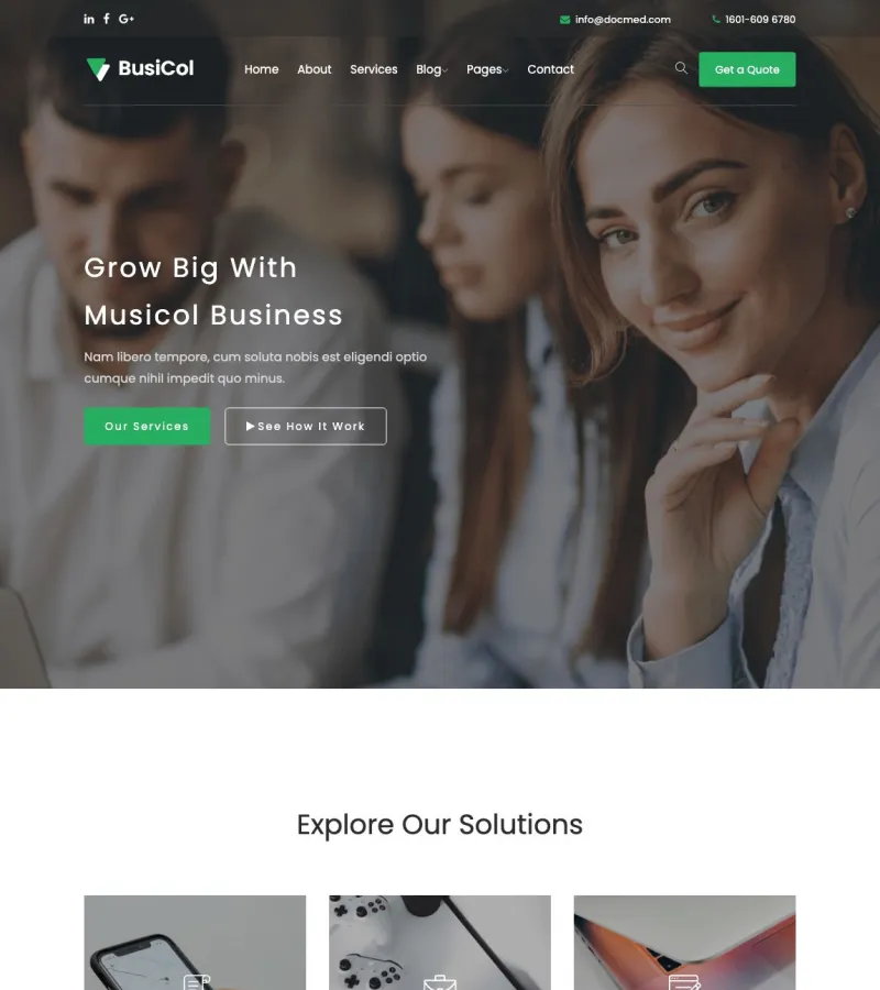 busicol website template desktop screenshot