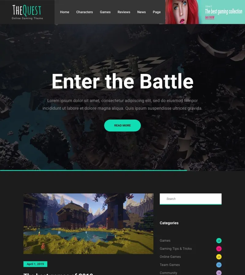The Quest Landing Page template