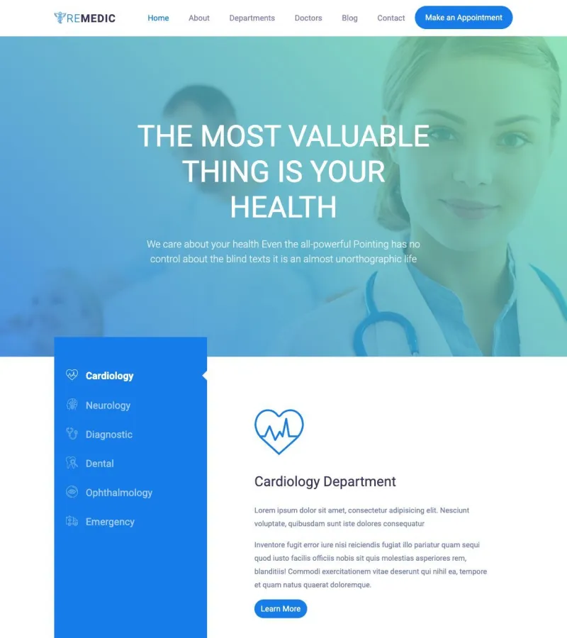remedic website template desktop screenshot