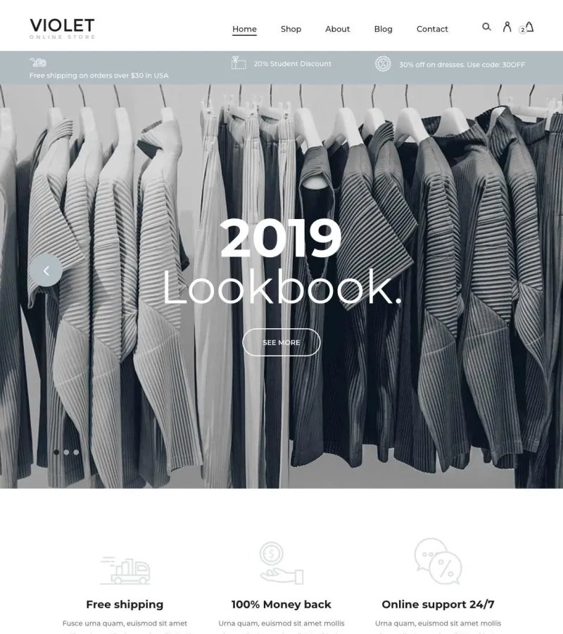 violet website template desktop screenshot