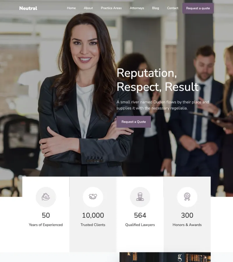 neutral website template desktop screenshot