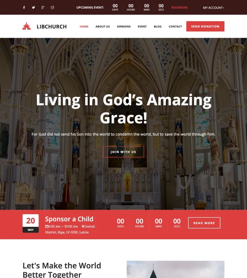 libchurch website template desktop screenshot